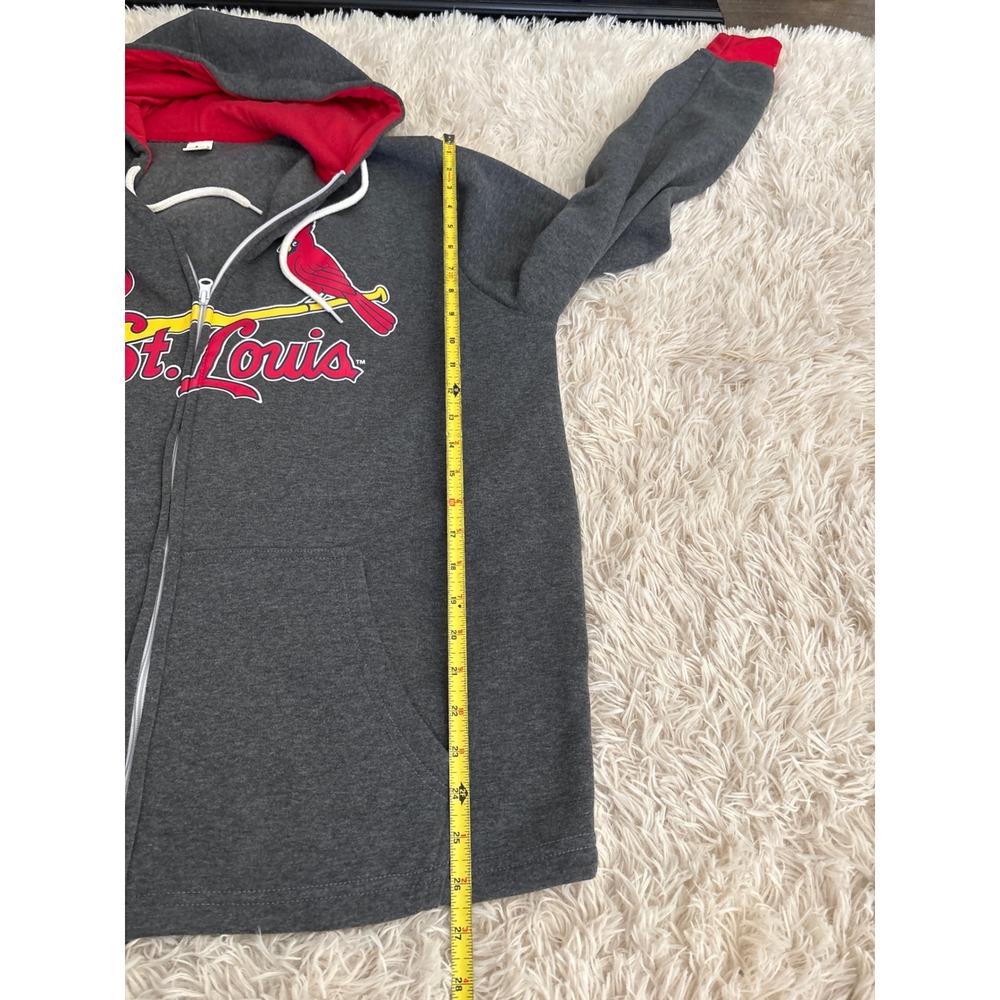 St Louis Cardinals Mens Adult XL Zip Up Hoodie Red Cardinal Logo Baseball - Picture 5 of 6